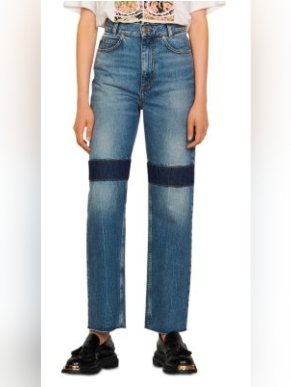 New Sandro Louis High Rise Jeans In Blue Size 34